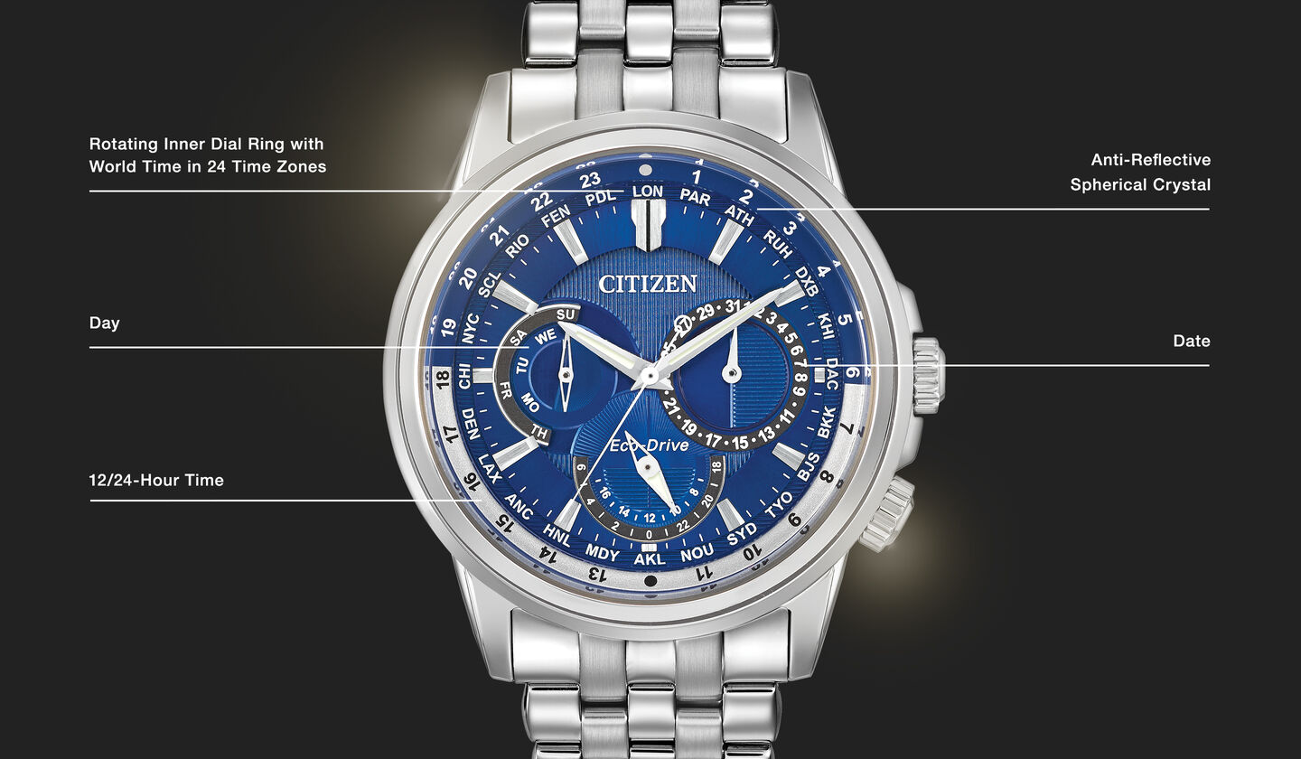 Watch diagram showing features of Men's Calendrier model BU2021-51L Watch diagram showing features of Men's Calendrier model BU2021-51L